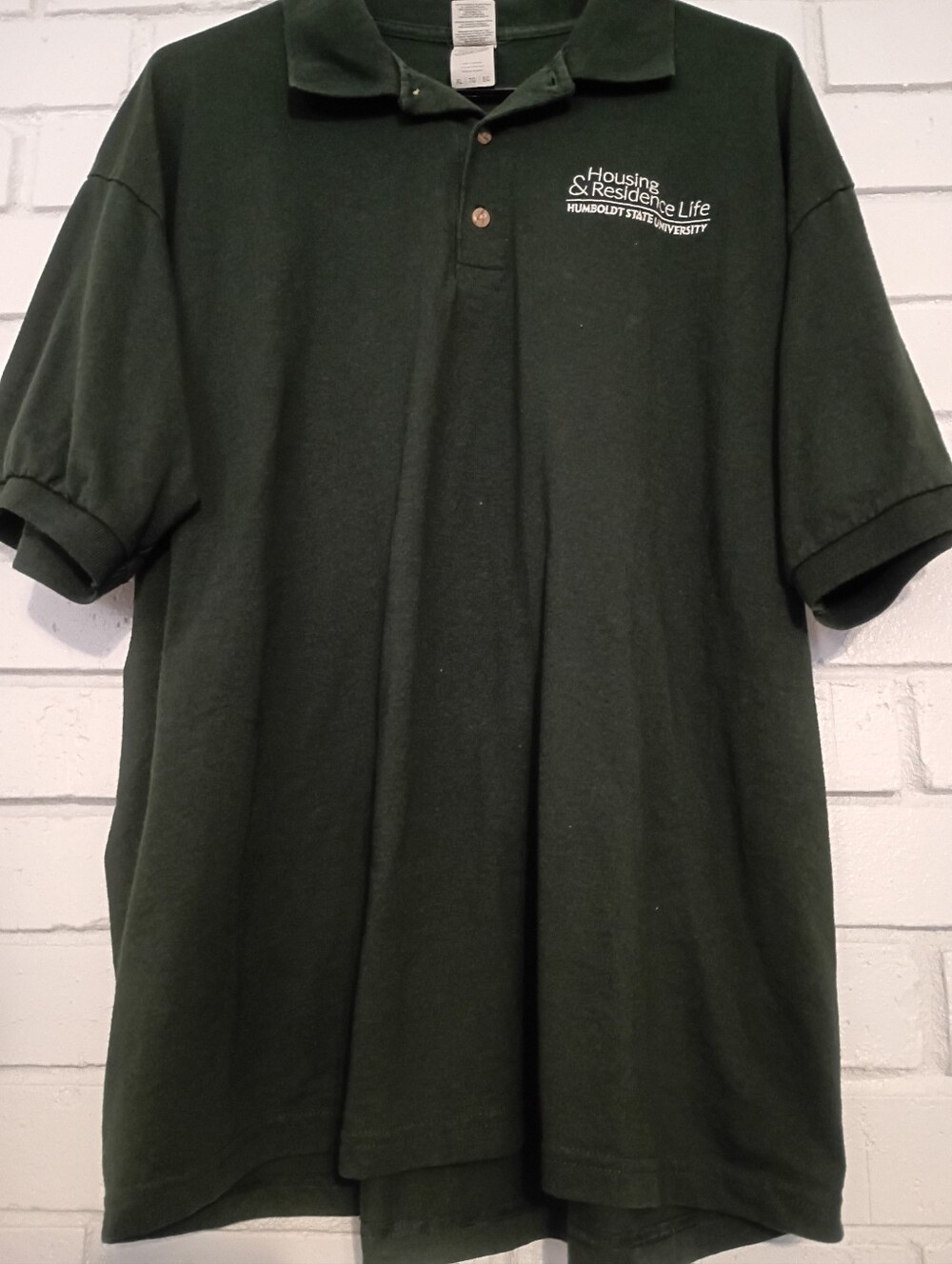 Humboldt State University Housing & Residence Life Dk Green Polo Shirt Size XL